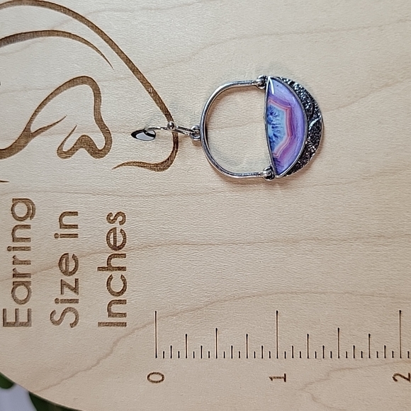 🔥LAST PAIR🔥 Purple Agate Style Drop Earrings - Picture 2 of 4